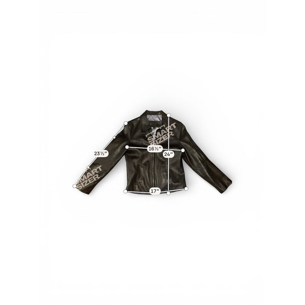 Black Leather‎ Jacket for women's with Zip Closure, Short Length, Solid Pattern - Picture 2 of 2